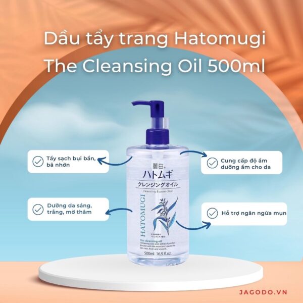 Dầu Tẩy Trang Hatomugi Ý Dĩ Dưỡng Ẩm, Làm Sáng Da 500ml 2