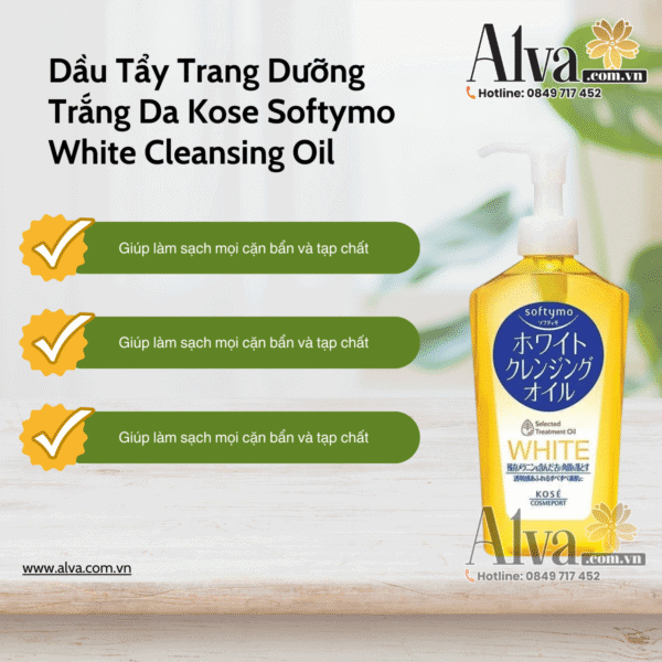 Dầu tẩy trang làm sạch sâu Softymo white