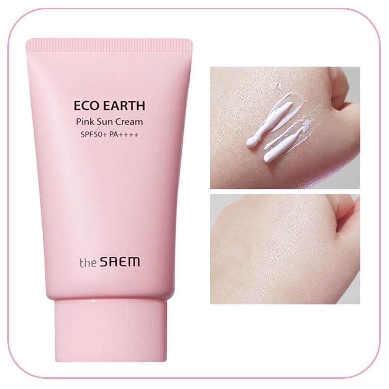 Kem chống nắng The Saem Eco Earth Pink Sun Cream hồng (1)