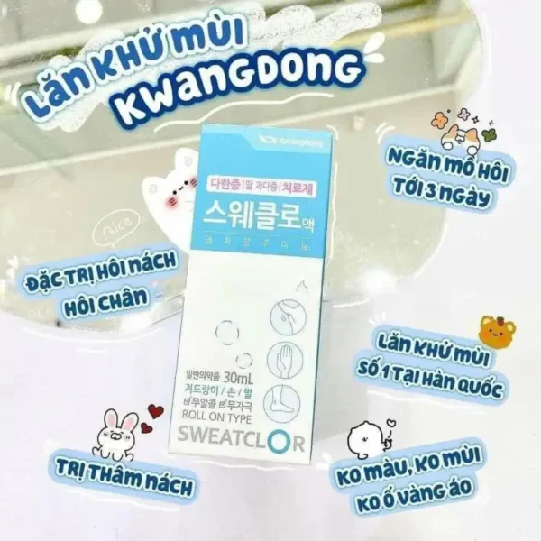 Lăn Khử Mùi Giảm Mồ Hôi Kháng Khuẩn Kwangdong Sweatclor Hàn Quốc 30ml 2