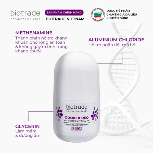 Lăn khử mùi, ngăn mồ hôi Biotrade Odorex Deo Antiperspirant Roll on 40ml 2
