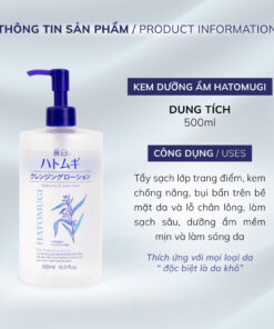 Nước Tẩy Trang Hatomugi Chiết Xuất Hạt Ý Dĩ 500ml cong dung