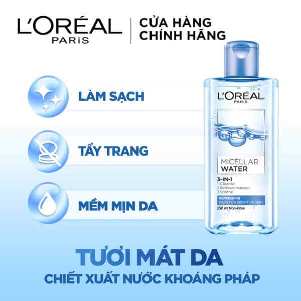 Nước Tẩy Trang L’Oreal Micellar Water màu xanh nhạt